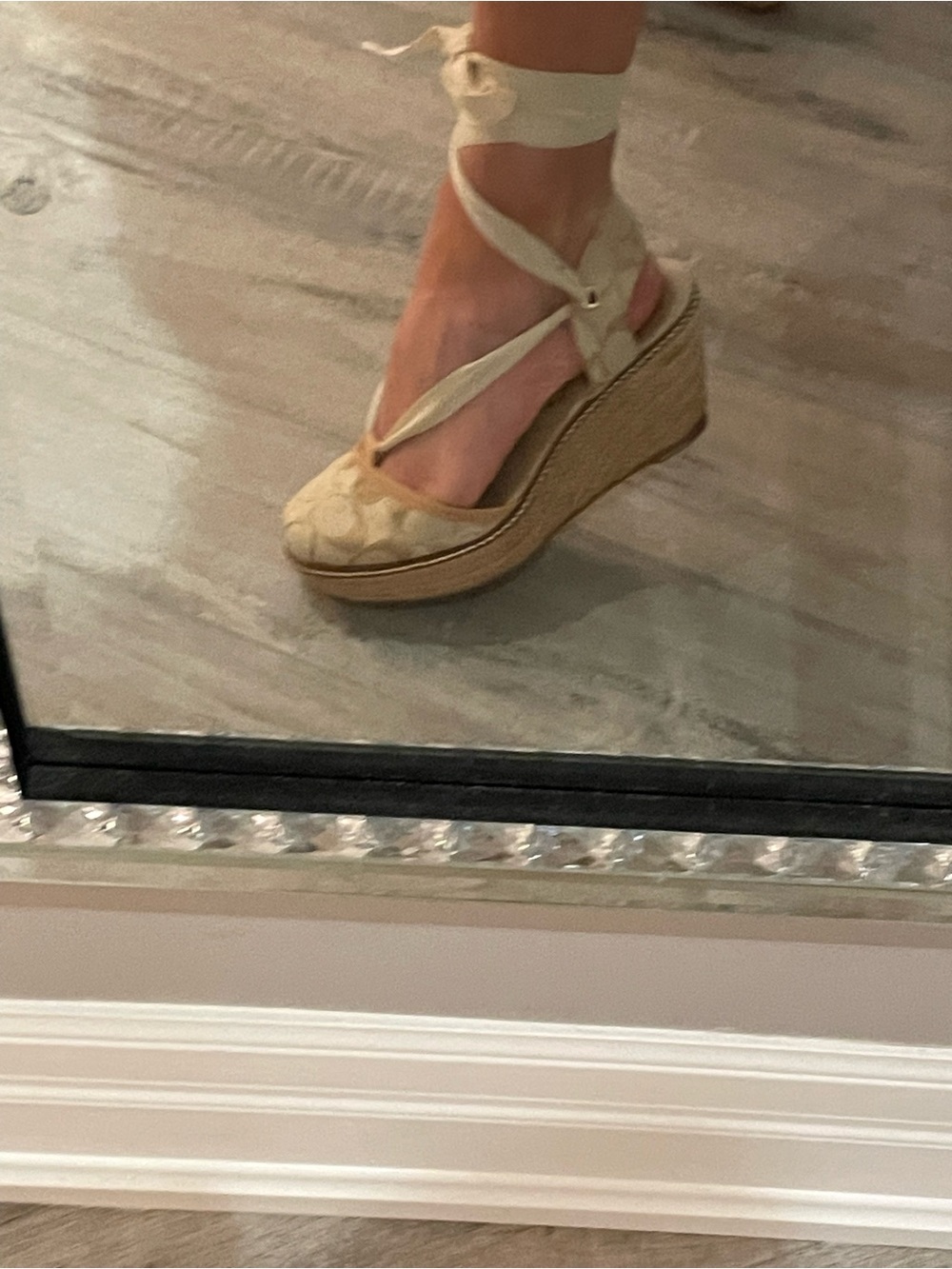 Coach Cream Espadrille Wedge Ankle-Tie Sandals - Picture 3 of 3